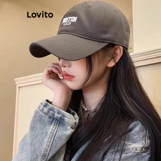 Lovito แคชชวล หมวกเบสบอลตัวอักษรบอสตันลําลองสําหรับผู้หญิง LFA09617