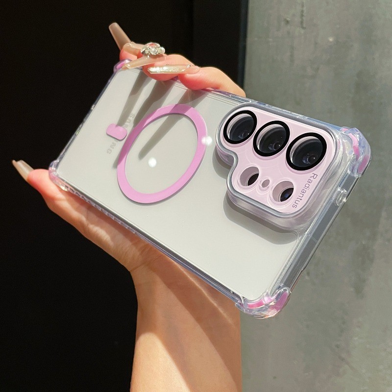 หรูหราโปร่งใส N52 เคสโทรศัพท์แม่เหล็กสําหรับ Samsung Galaxy S26 S25 S24 Ultra เลนส์ป้องกันรองรับไร้สายชาร์จ Quadrular Gasbag Drop-ทนลื่น