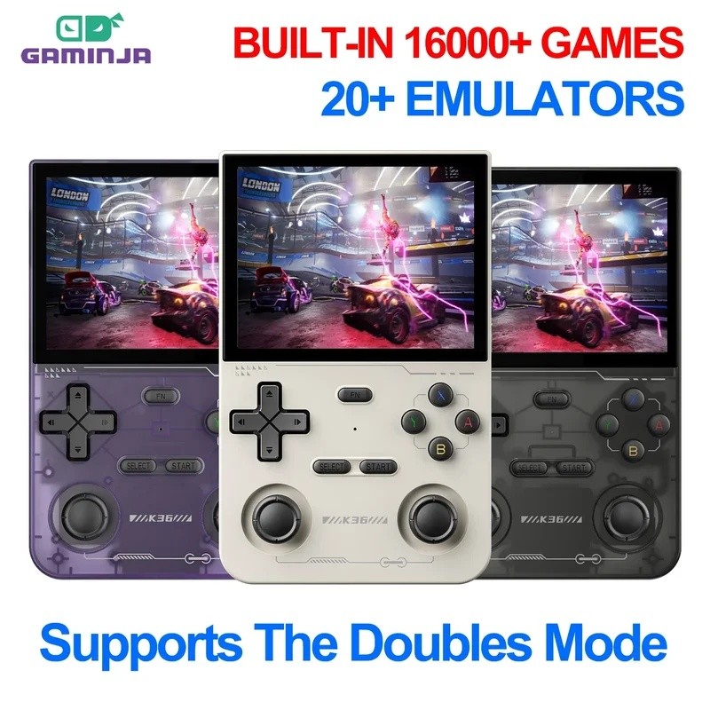 WE GAMINJA เปิดแหล่ง K36 Retro คอนโซลวิดีโอเกมมือถือ 16000 เกม Emulator สําหรับ PS1/PSP/DC/N64/SS 3.