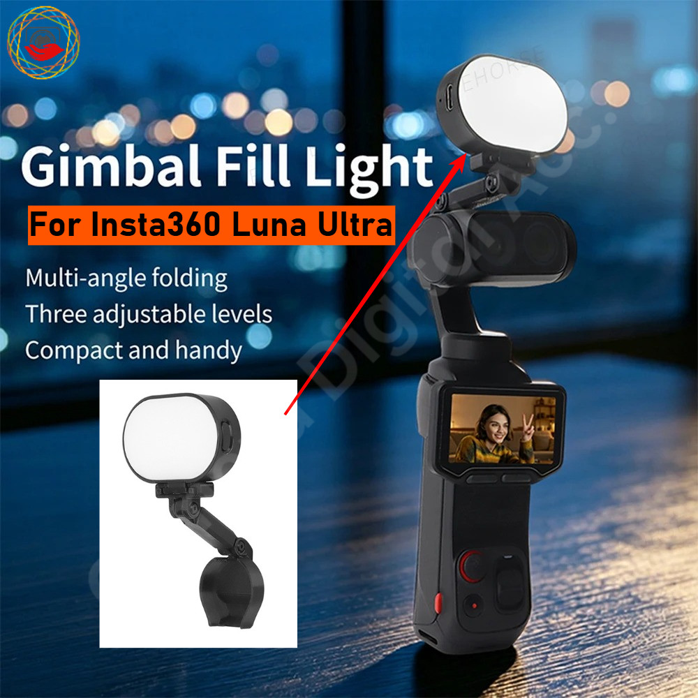 Gimbal เติมแสงสําหรับ Insta360 Luna Ultra Long-Lasting ปรับมุม Vlog ยิงสําหรับ Insta360 Luna Ultra อ