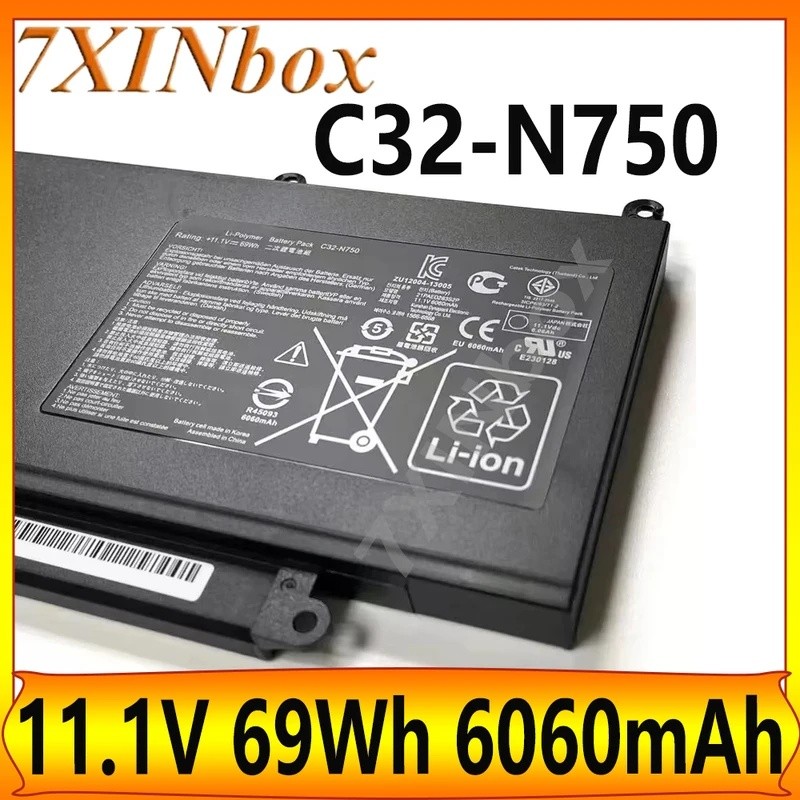 7XINbox C32-N750 11.1V 69Wh 6060mAh แบตเตอรี่แล็ปท็อปสําหรับ ASUS N750 N750J N750JK N750JV N750Y47JK