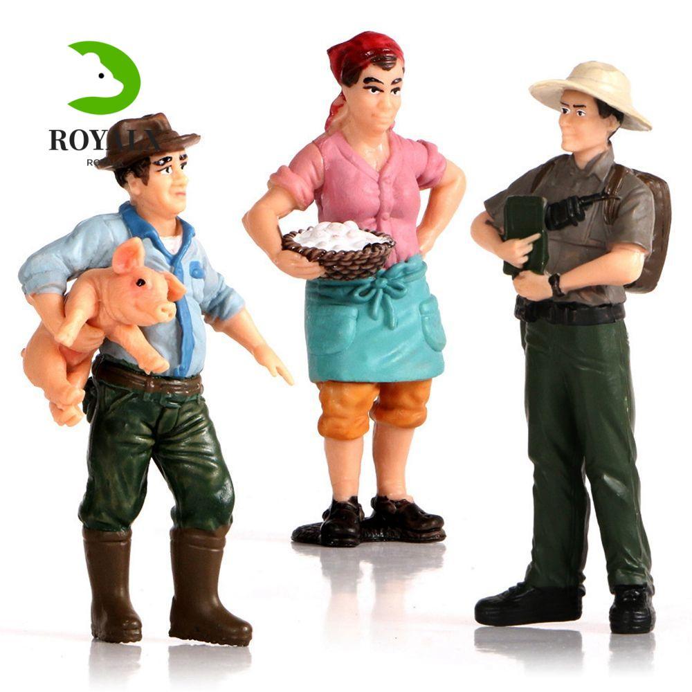ROYALX Staff People Multistyles Collection ของเล่นตกแต่งสวนขนาดเล็กรูปของเล่น