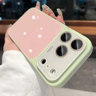 เคสโทรศัพท์หน้าต่างขนาดใหญ่สีตัดกัน Dopamine สไตล์ใหม่สําหรับ iPhone 17 Pro Max 16 15 14 13 Pro Max ครอบคลุมเต็มรูปแบบกันกระแทกฝาหลัง