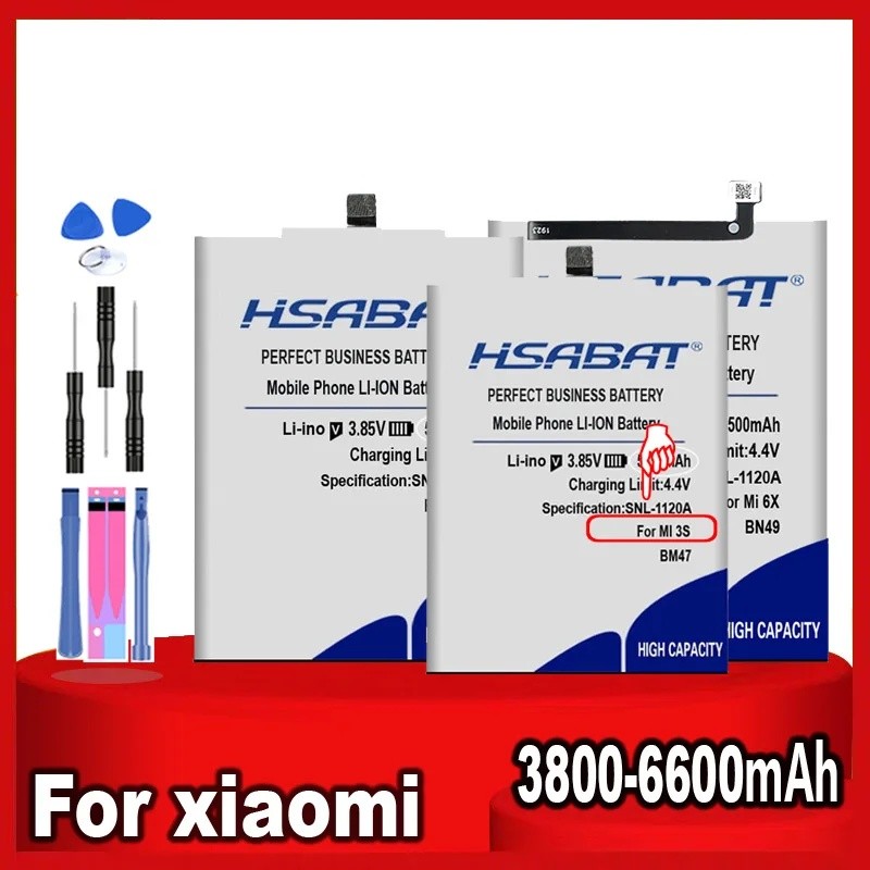HSABAT BM47 BN30 BN31 แบตเตอรี่สําหรับ Xiaomi Mi Redmi หมายเหตุ Mix Max 2 3 3S 3X 4 4X 4A 5 5A 5S 5X