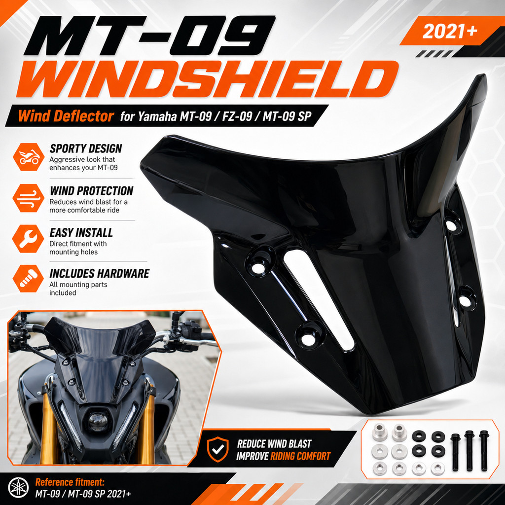 For Yamaha MT-09 FZ09 MT-09 SP ชิวหน้ามอเตอร์ไซค์ บังลมหน้า วินด์ชิลด์ แผ่นกันลม อะไหล่แต่ง