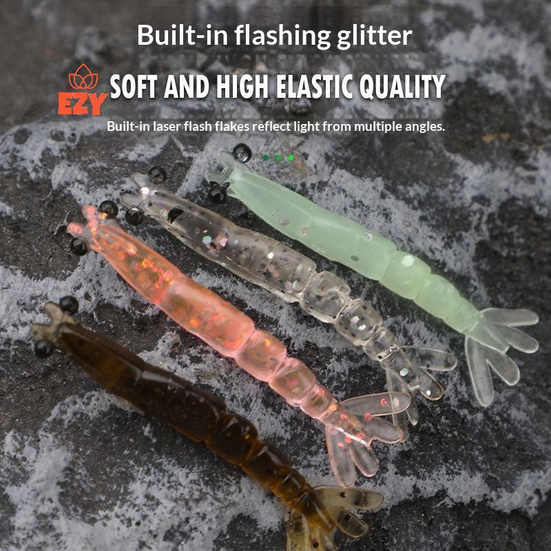 EZY 20PCS Mini Soft Worm กุ้งตกปลา Lure 0.4g/40 มม.เหยื่อปลอมเบสซิลิโคนตกปลา Tale ใหม่