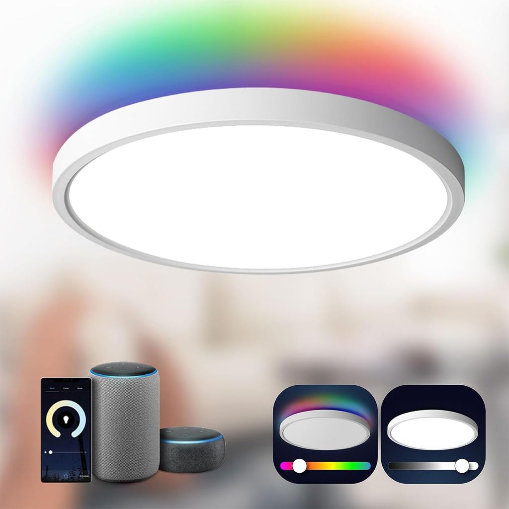 Tuya Wifi โคมไฟเพดาน Led อัจฉริยะ 24W หลอดไฟ Led RGBCW Wifi สวิตช์ควบคุมระยะไกล