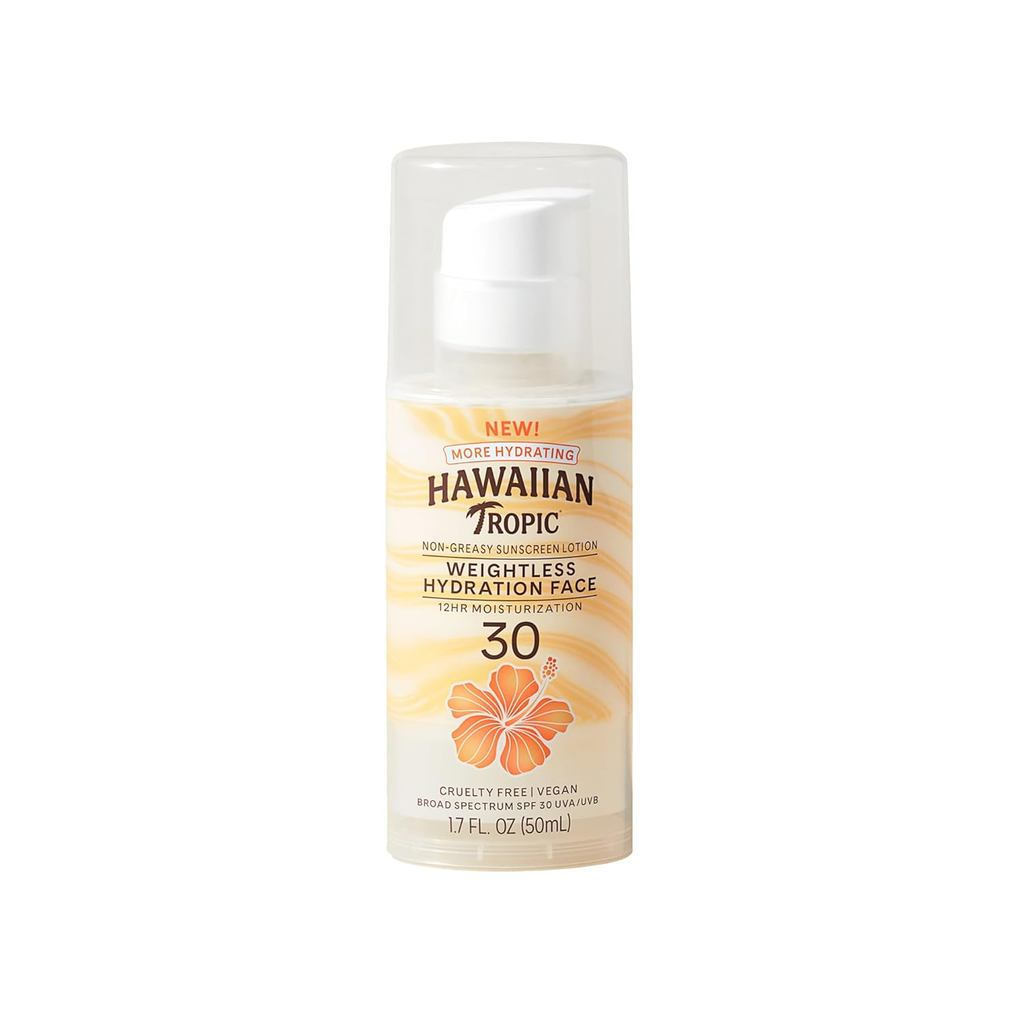 Hawaiian Tropic ลดน้ําหนัก Moisturizing Lotion ครีมกันแดด เหมาะสําหรับผิวหน้า SPF 30, 1.7oz | เดินทา