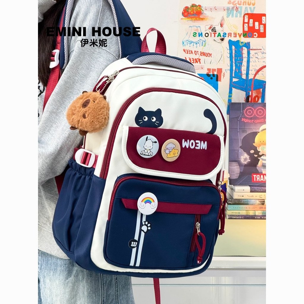 [EMINI HOUSE] กระเป๋านักเรียนหญิงมูลค่าสูงความจุขนาดใหญ่นักเรียนมัธยมต้นกระเป๋าเป้สะพายหลังเด็กชาย S