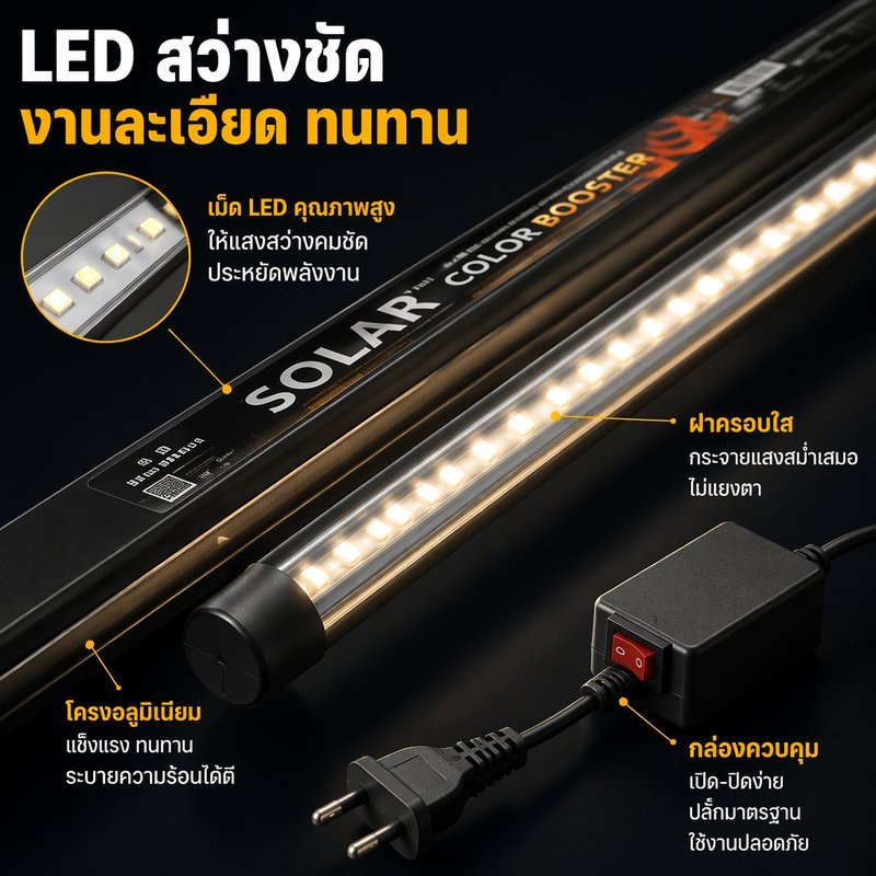 โคมไฟตู้ปลา SOLAR Color Booster 25w ไฟตู้ปลา 72cm ตู้ปลา 30 นิ้ว แสงธรรมชาติ ปลาสีสด