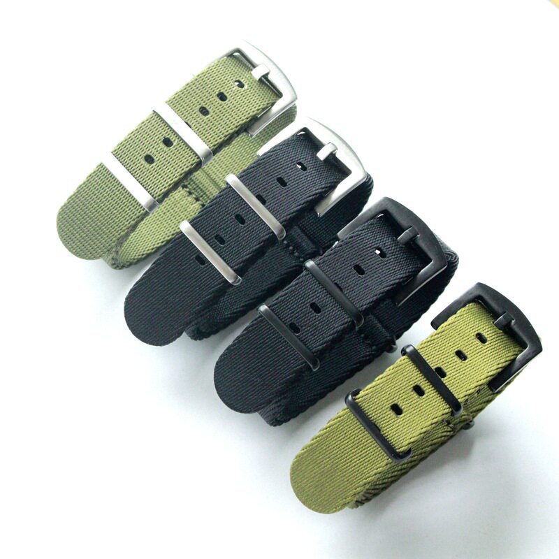 Fine ทอไนลอนหนา NATO สาย 18 20 22 24MM Breathable Soft Male NATO สายไนลอน