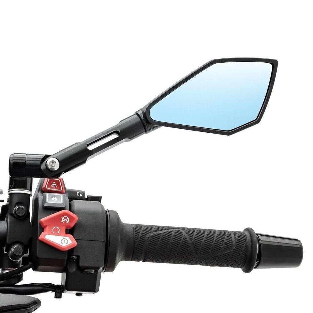 อุปกรณ์ตกแต่งรถจักรนยนต์ Street Bike Moped สกู๊ตเตอร์กระจกมองหลังย้อนกลับกระจก CNC Pentagonal ก้านสั