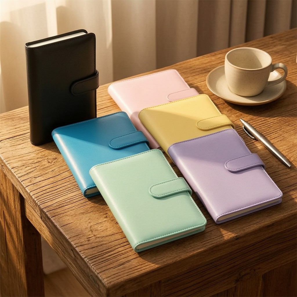 6 ชิ้น A6 Binder กลไก-Binder Planner รีฟิล A6 Planner พร้อมกระเป๋าบัตรโน๊ตบุ๊คหนังพร้อมห่วงปากกาเย็บ