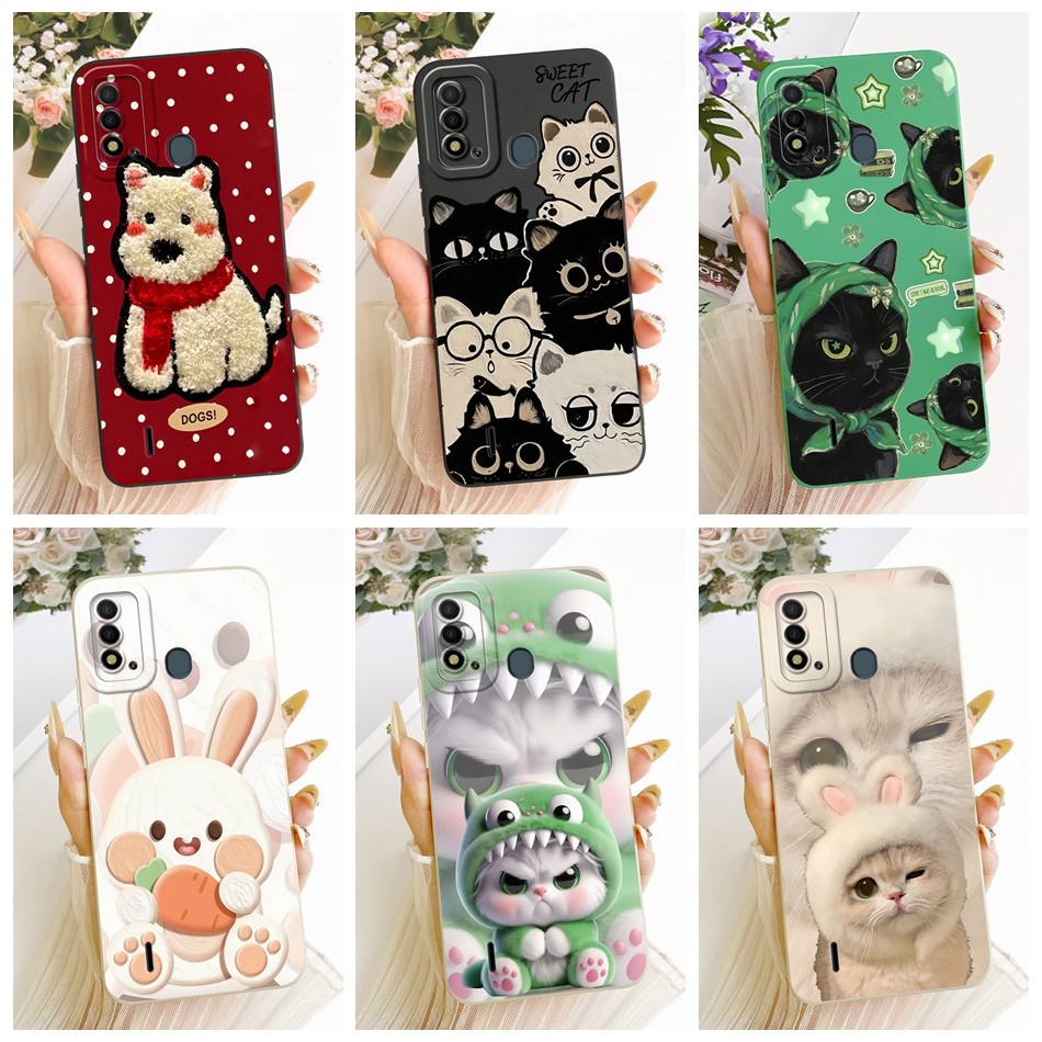 สําหรับ ITEL P37 Vision 2S P651L Vision2 Plus P37 Pro P681L แมวน่ารักกระต่ายการ์ตูนเคสโทรศัพท์เลนส์ป