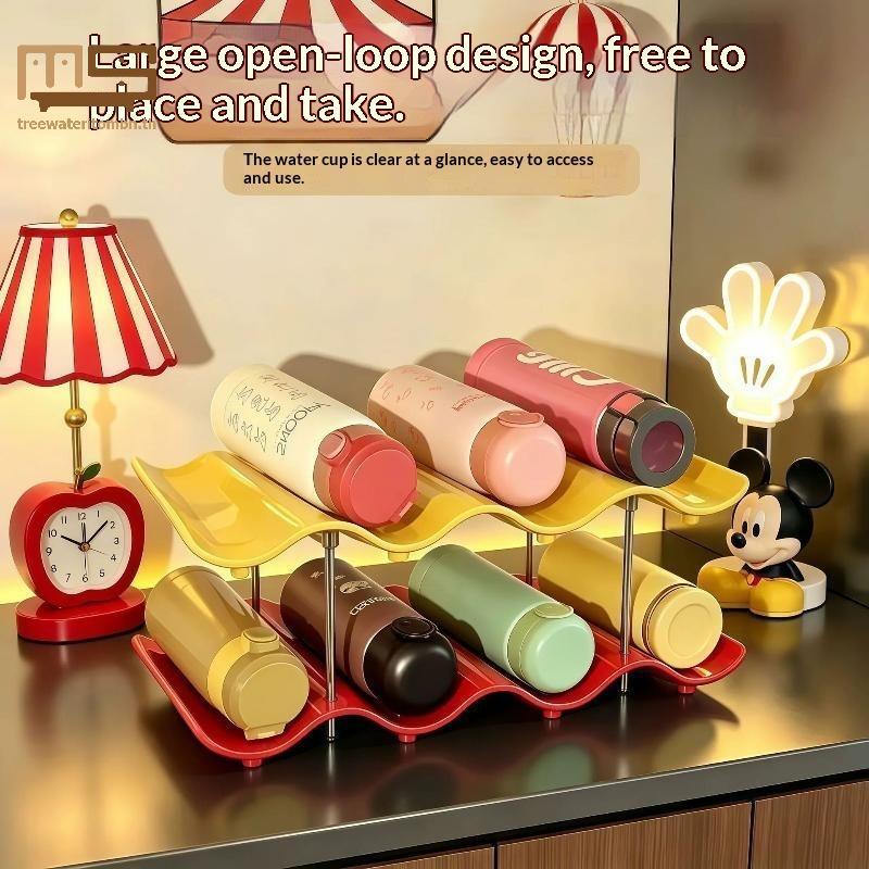 Tt Multi-layer Wave Cup Organizer ลื่นที่มีสีสันแก้วเก็บ Ra เดสก์ท็อปที่วางแก้วสําหรับห้องนั่งเล่นกาแฟเคาน์เตอร์บาร์ mbn