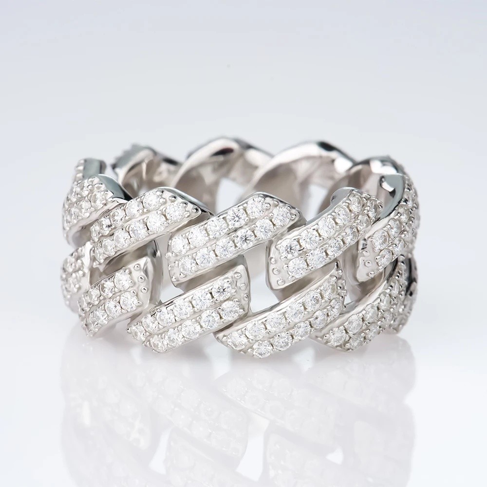 2KBU สต็อกเครื่องประดับ Fine Moissanite สร้อยคอ 925 เงินสเตอร์ลิง VVS1 DEF สี Moissanite Miami Cuban