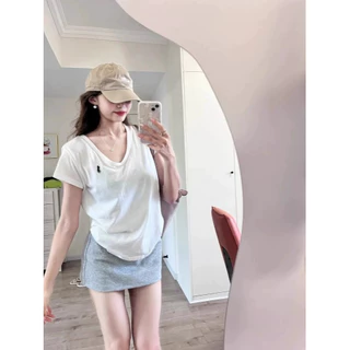 Velca 100%cotton เสื้อยืดผู้หญิง เสื้อเเขนสั้น เข้ากับทุกสไตล์ แบบหลวม แขนสั้น