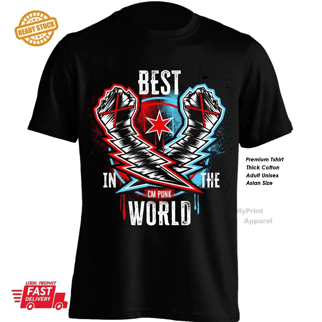 เสื้อยืดคอตตอน CM Punk Best In The World Wrestling wwe