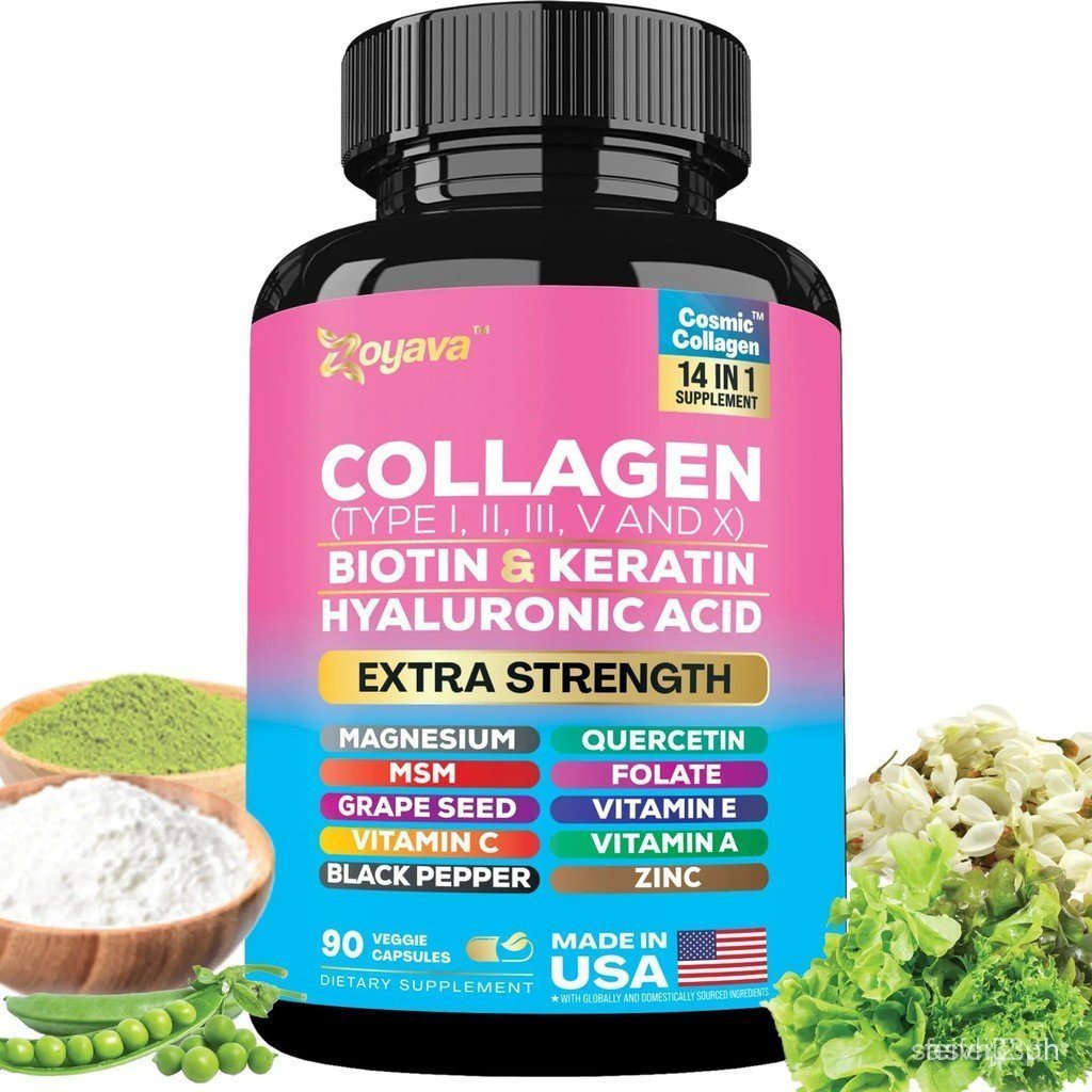 ZoyavaCollagen-TypeI,II,III,VandX-withBiotin,Hyaluronic,Acid&13+KeratinExtraIngredientsforBeauty,Fit