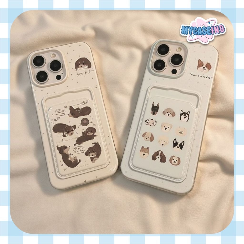 [MYCASEIND] PRINTING CLEAR CARD CASE CUTE DOG สําหรับ samsung a36 a56 a16 m20 m31 m30s m21 a01 a02 j