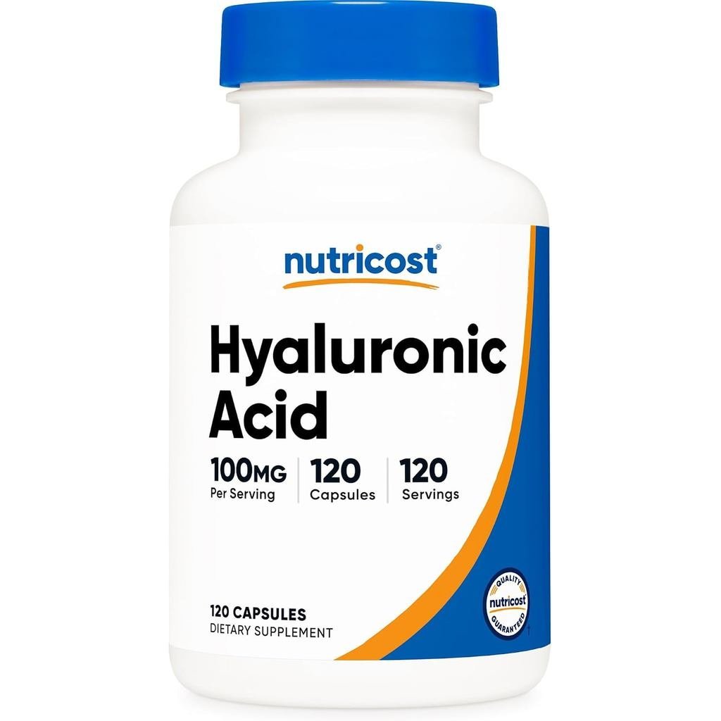 Nutricost Hyaluronic Acid Capsules 100mg,120 แคปซูลมังสวิรัติ - ปราศจากกลูเตน, ไม่ใช่จีเอ็มโอ