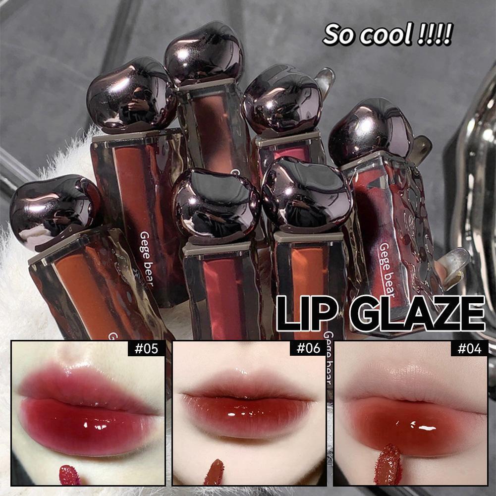 店美美美✨☆7 สี Gegebear Glacier Water Gloss Mirror Moisturizing Daily Non Stick ลิปสติกธรรมชาติ 4.5g Y9W