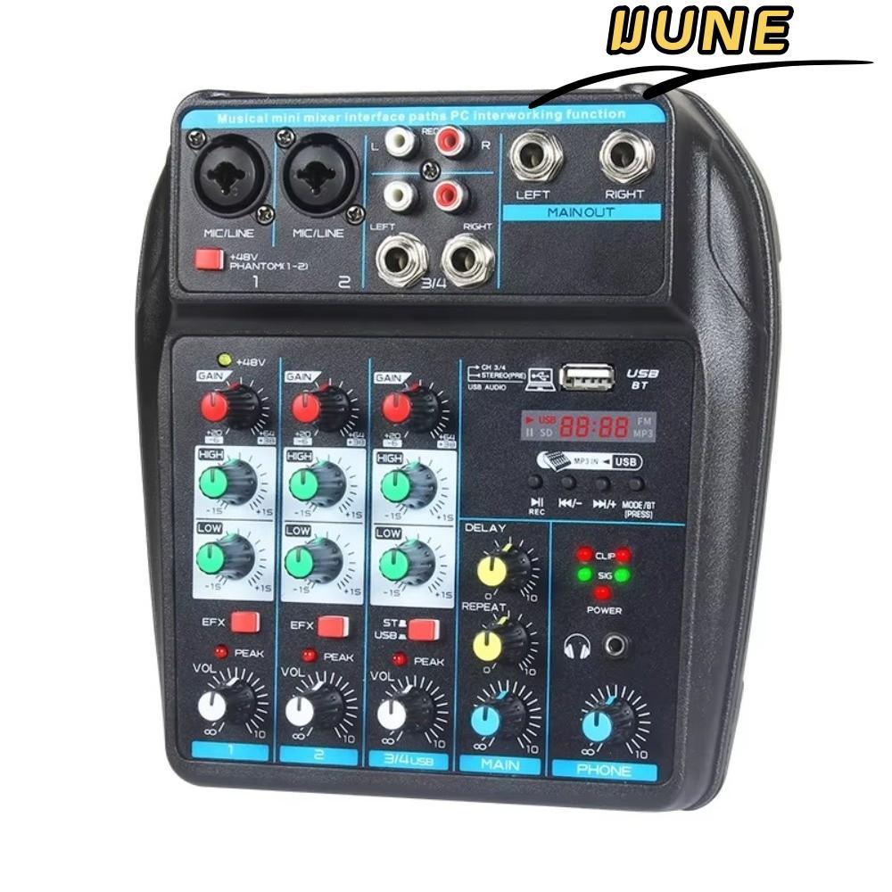 IJUNE DJ Console Mixer, Monitor Karaoke System Bluetooth Audio Mixer, 4 Channel พร้อม 48V Phantom Po