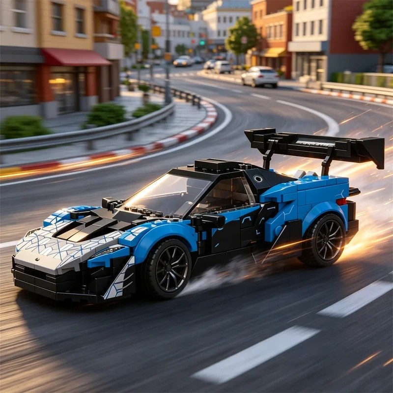 ใหม่ MOC Figurine City Series Supercar EVO Building Blocks P1 Race รถของเล่นขนาดเล็ก-Scale รถหรูหรา 