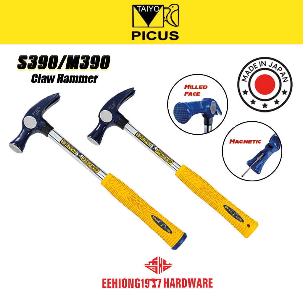 TAIYO PICUS S390 M390 คุณภาพสูง Magnetic Claw Hammer ค้อนแม่เหล็ก Penukul