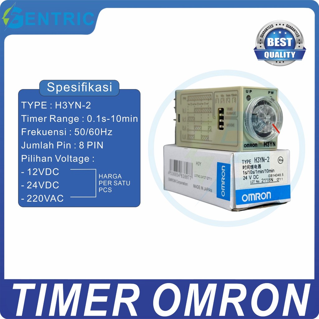 OMRON H3YN-2 8 PIN TIMER 12VDC/24VDC/220VAC. คุณภาพดีที่สุด