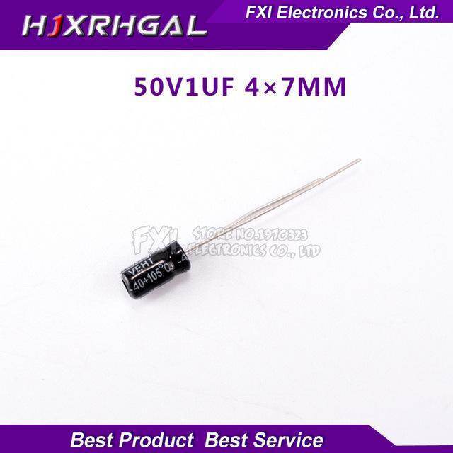 50PCS 50V1UF 4*7 มม.1UF 50V 4*7 ตัวเก็บประจุไฟฟ้าใหม่