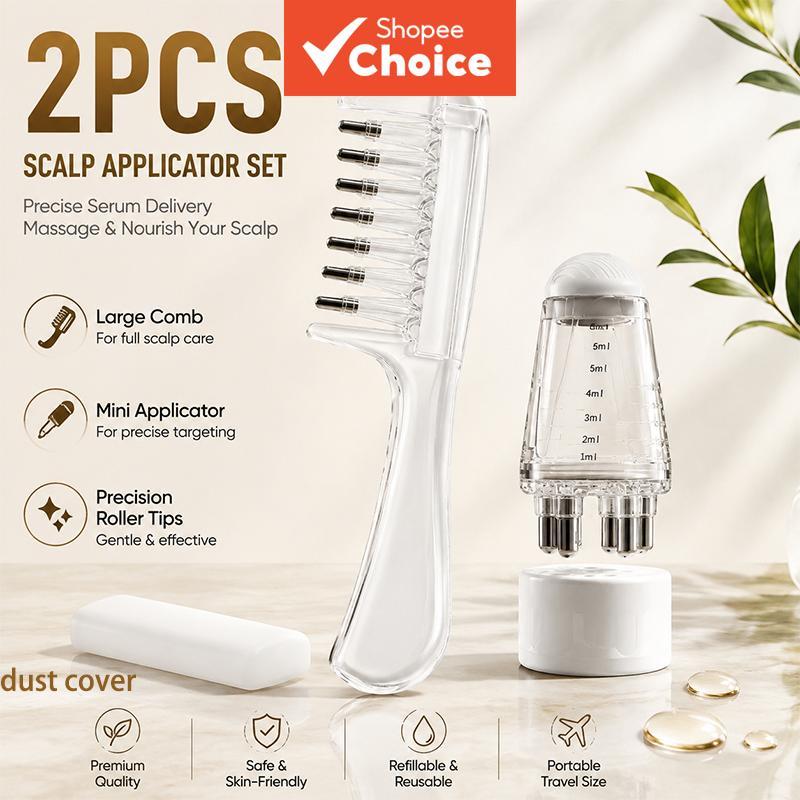 2 ชิ้น Scalp Applicator ชุดหวีรีฟิลเซรั่ม Reservoir Roller เคล็ดลับสําหรับผมน้ํามัน Scalp Care