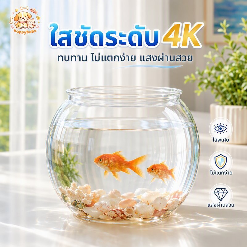 โหลเลี้ยงปลาทอง โปร่งใสเหมือน4K ตู้ปลามินิ กันแตก แข็งแรง เลือกขนาด ปลูกพืชน้ำ