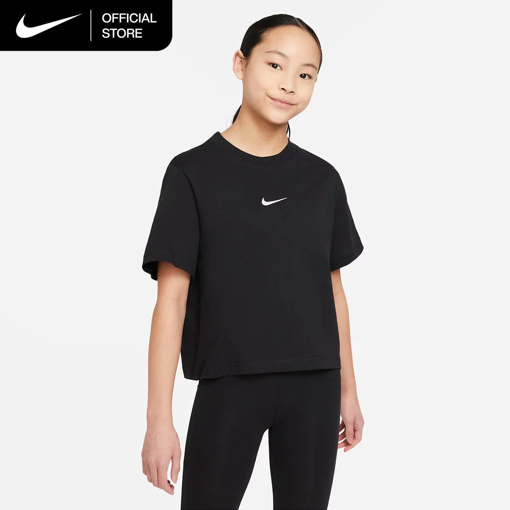 Nike Big Kids' (Girls') Sportswear T-Shirt - Black [DH5750-010]