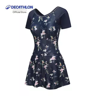 Decathlon Women'S Una One-Piece Short-Sleeved Swimsuit ชุดว่ายน้ำวันพีซผู้หญิงแขนสั้นแบบกระโปรง รุ่น Una - Navy