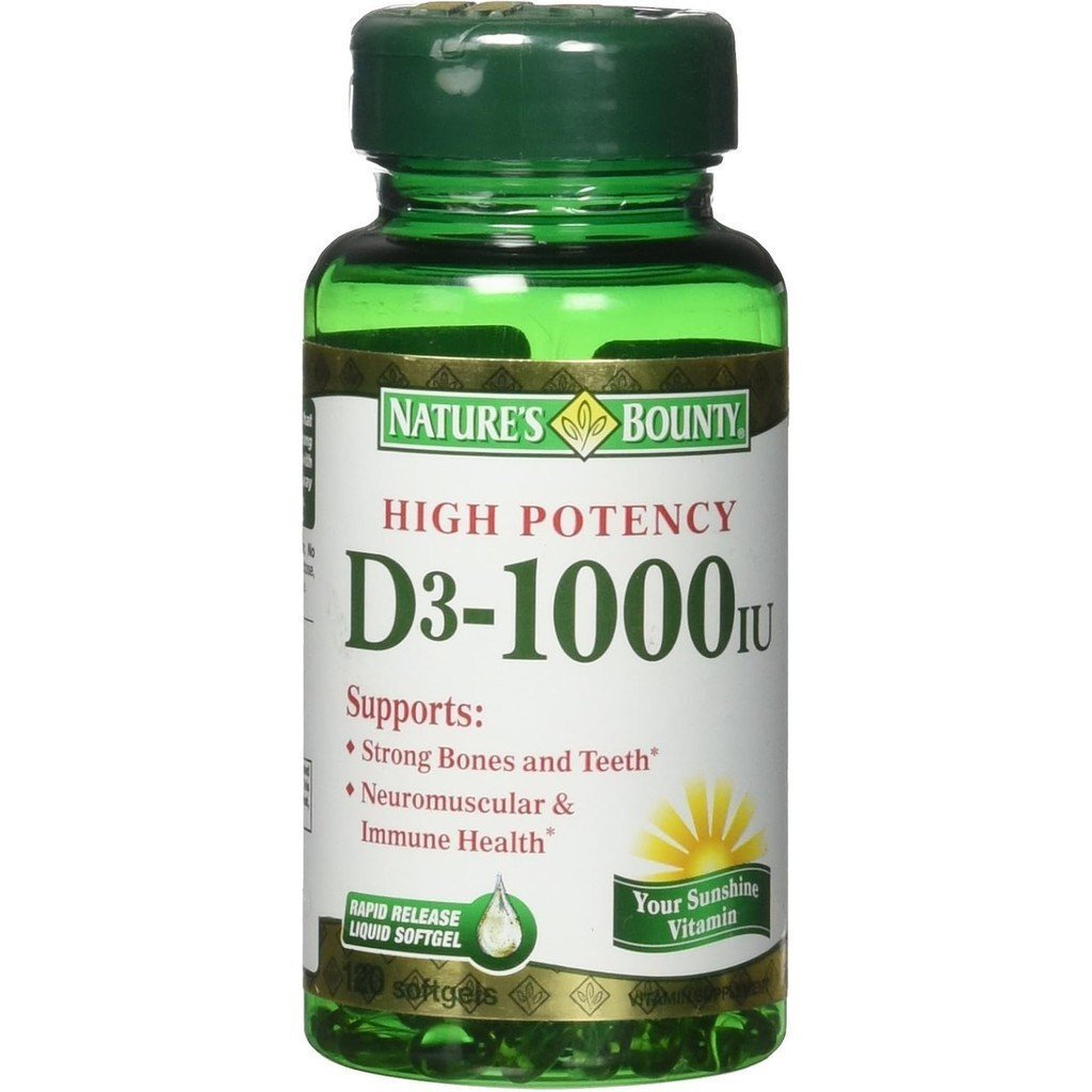 Natures Bounty Vitamin D3 1,000 International Unit Immune Health, 120 หวีปเธดมดีเอ็นเคมประคบ (1 น.ค)