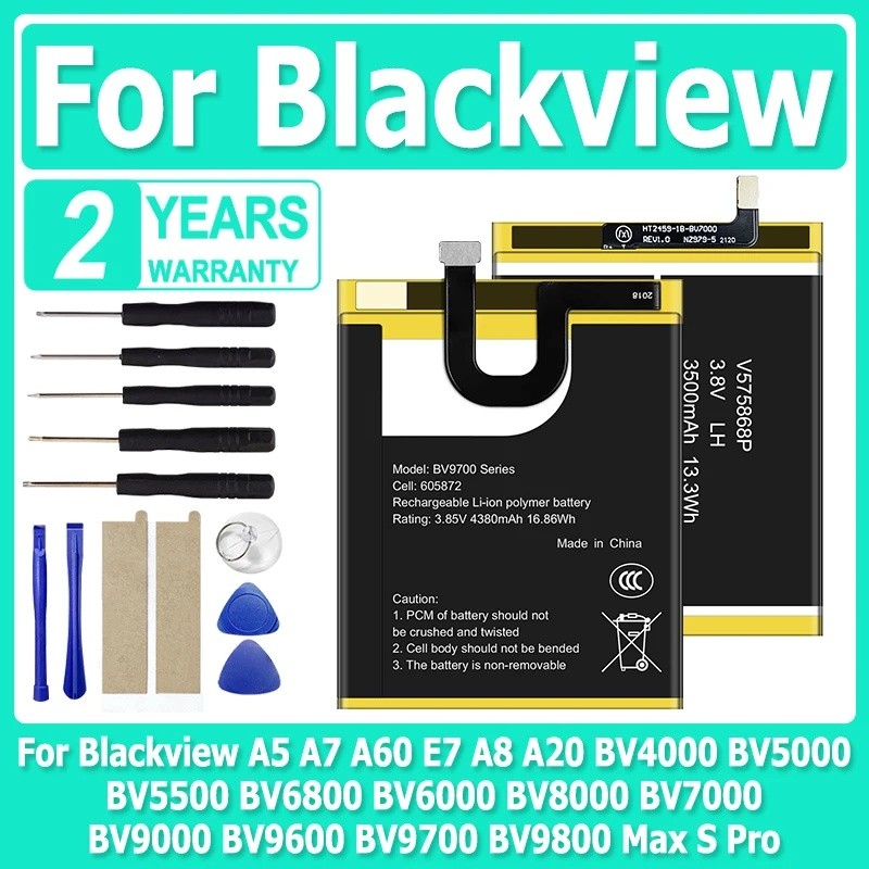 แบตเตอรี่สําหรับ Blackview A5 A7 A60 E7 A8 A20 BV4000 BV5000 BV5500 BV6800 BV6000 BV8000 BV7000 BV90