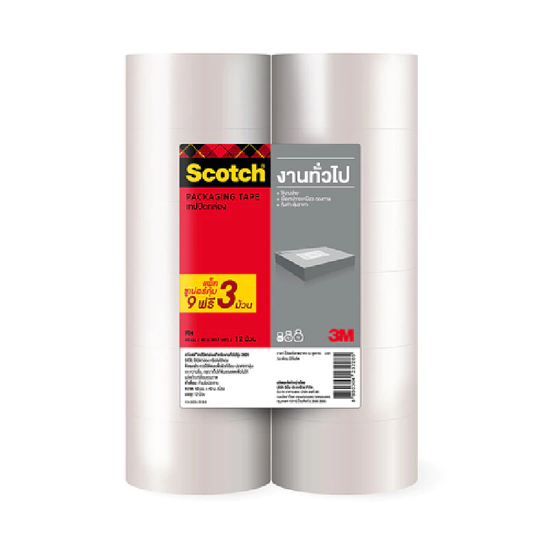 SCOTCH เทปโอพีพี สีใส ขนาด 48 มม. x 40 เมตร (9 แถม 3)