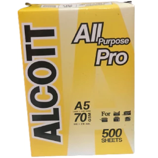 ALCOTT กระดาษถ่ายเอกสาร สีขาว ขนาด A5 70 แกรม 500 แผ่น
