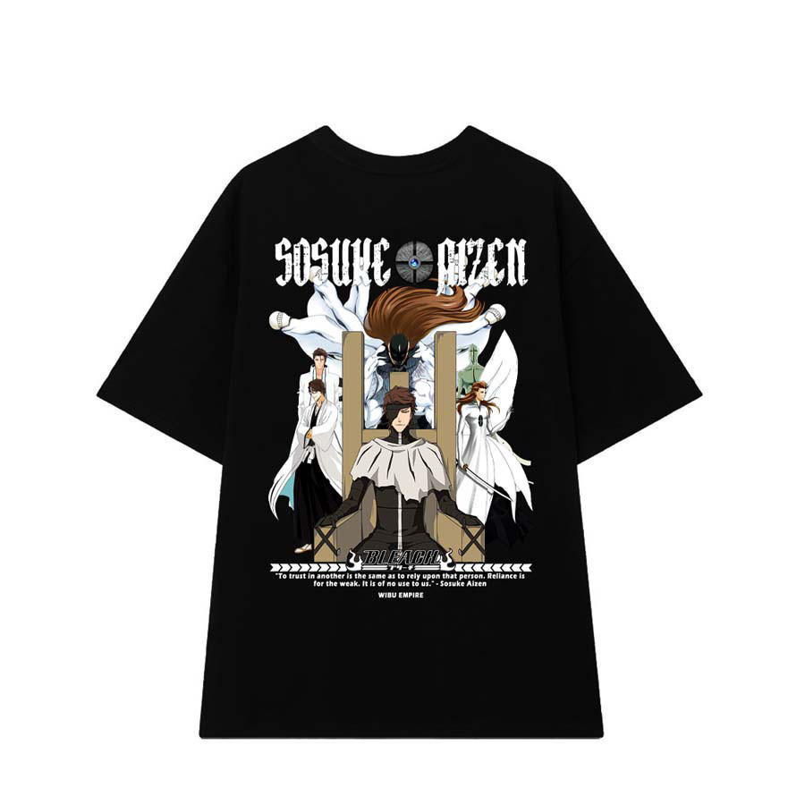 Sosuke Aizen Anime "Bleach" - แฟชั่นการออกแบบผ้าฝ้ายคอกลมพิมพ์ลายเสื้อยืด Unisex - ขนาด S-5XL