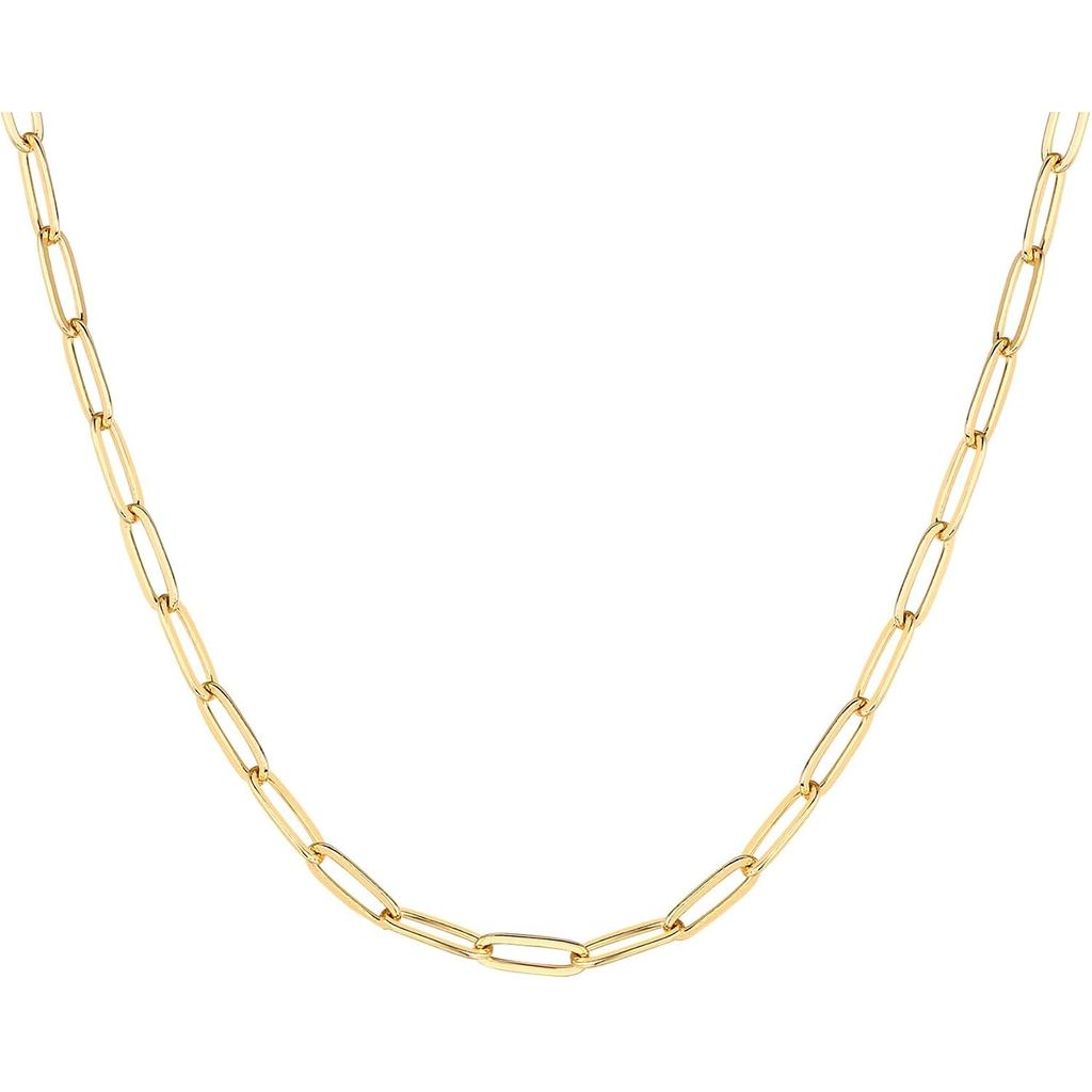 PAVOI 14K Gold Plated Curb Paperclip กล่องทรงกลมลูกปัดงู Herringbone และ Figaro สร้อยคอปรับได้ 9GMR