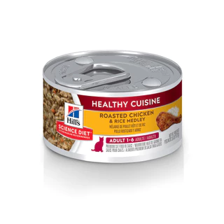 Hill's Science Diet Healthy Cuisine Adult 1-6อาหารกระป๋องแมวอายุ 1-6 ปี สูตรสตูไก่ย่างและข้าว ขนาด 80 กรัม
