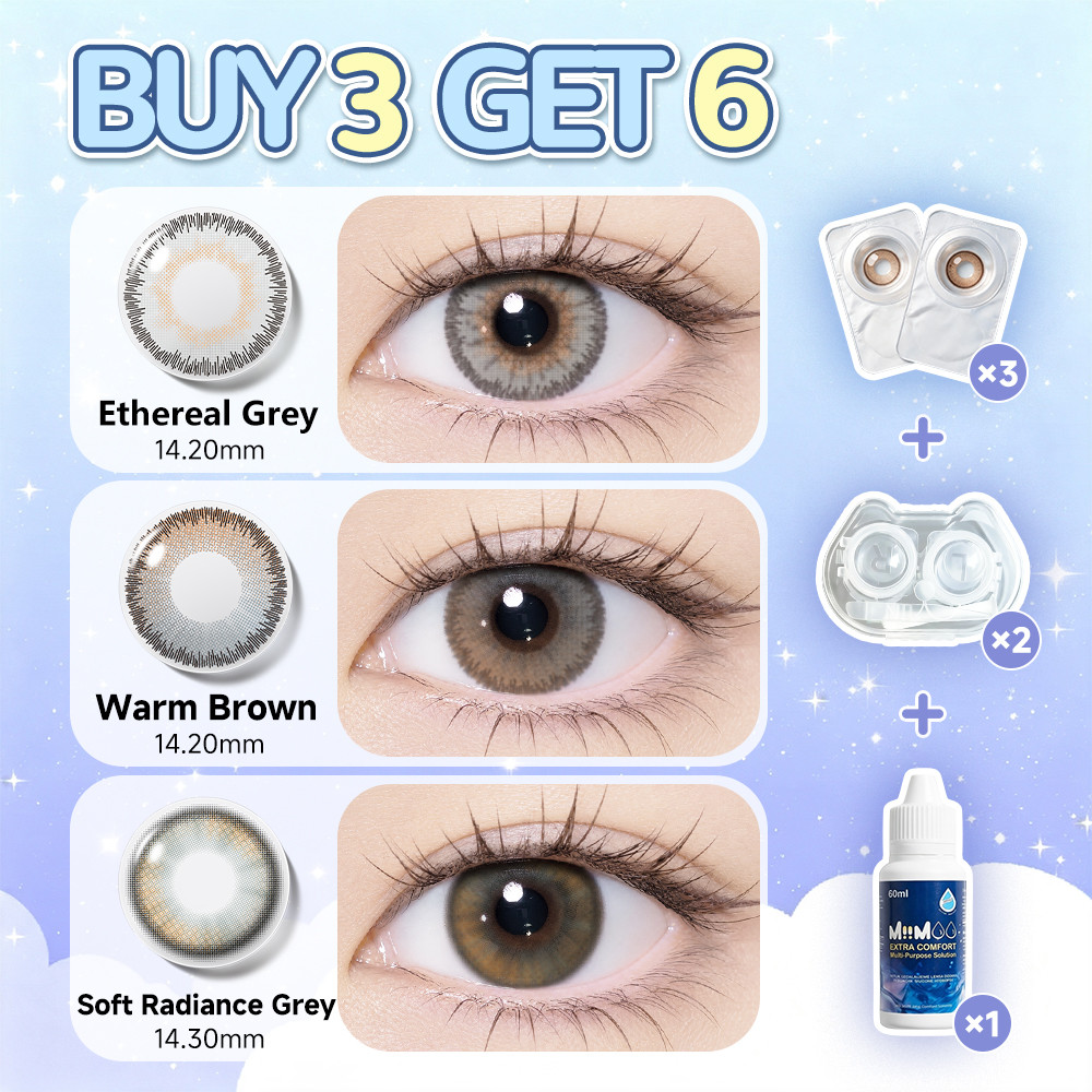 [ซื้อ 3 แถม 6] NewPose คอนแทคเลนส์เกาหลี เลนส์สีธรรมชาติ 14.0-14.5mm เลนส์สายตาสั้น ตาโต ลุคหวาน ใส่