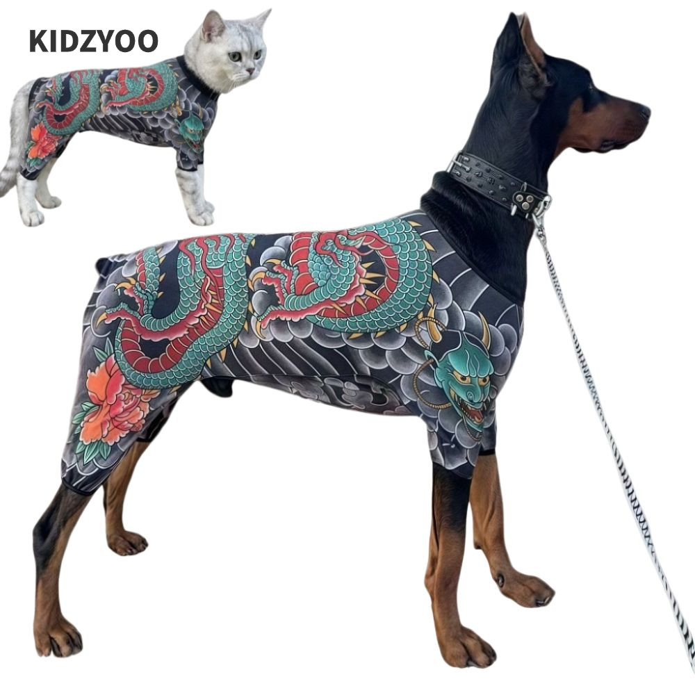 KIDZYOO เสื้อกั๊กสักสัตว์เลี้ยง, เสื้อสักสุนัขแมวเหมือนจริงระบายอากาศได้, ความคิดสร้างสรรค์ Cool ตลกเสื้อผ้าสัตว์เลี้ยงรัดรูปสําหรับสัตว์เลี้ยง S ถึง 6XL