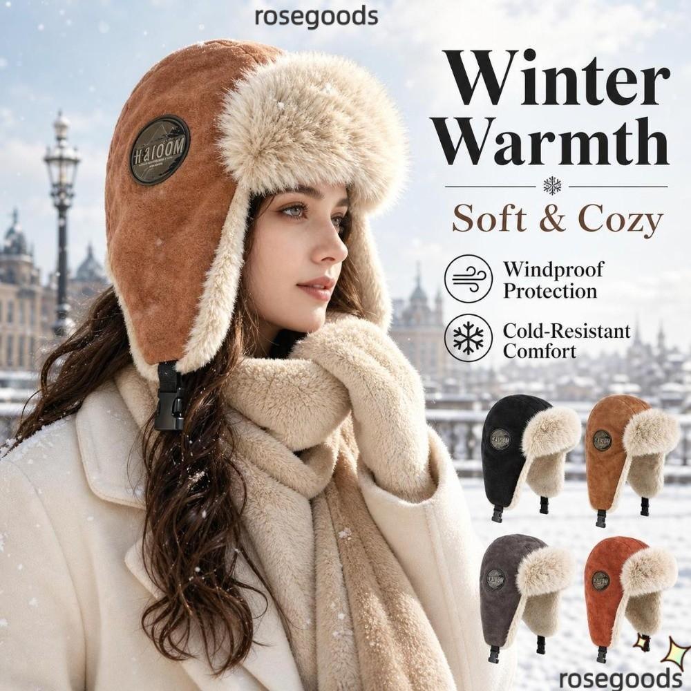 ROSEGOOD Fur Ushanka Hat, Warm Windproof Earflap Hat, Insulated Fur Men Women Hat Winter