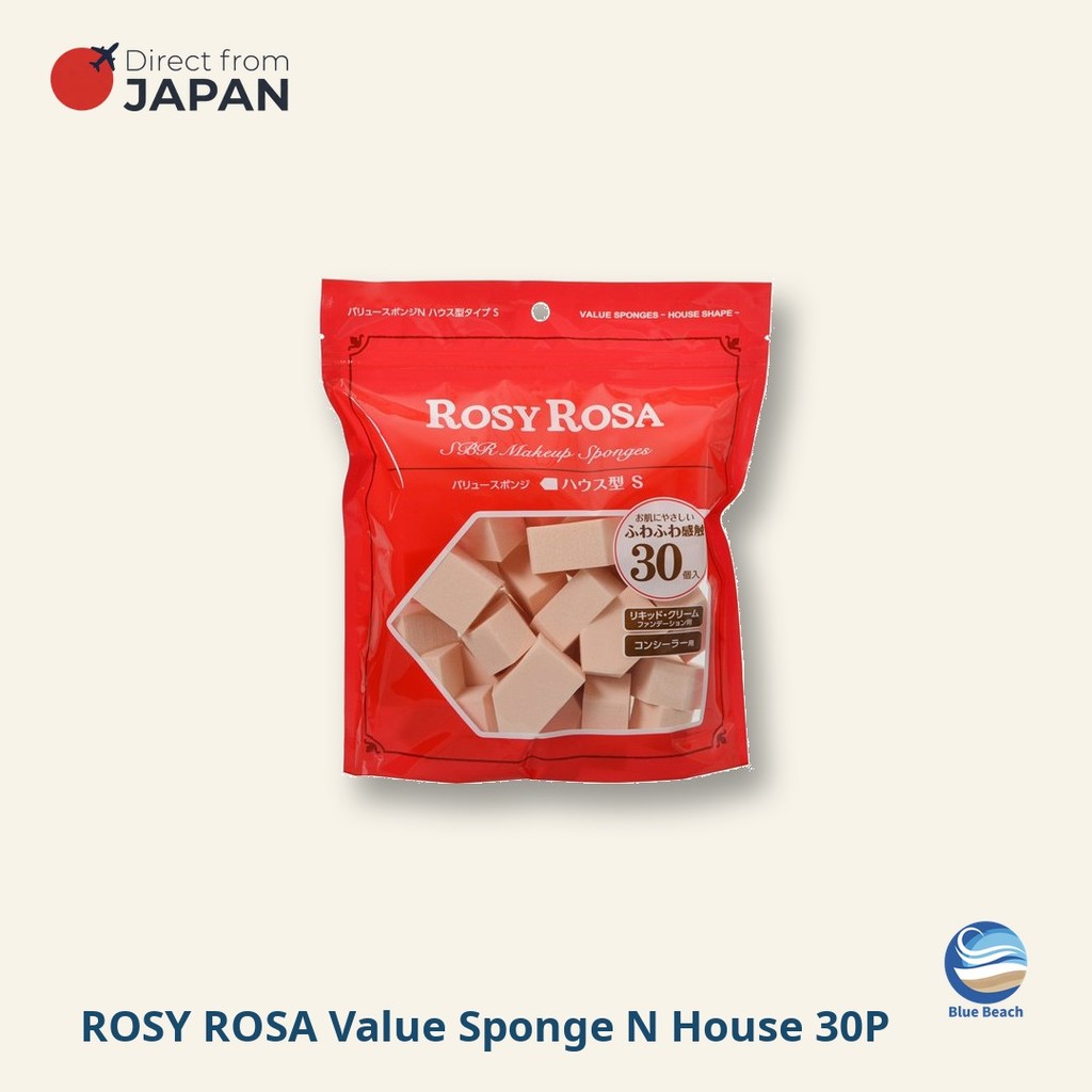 ROSY ROSA Value Sponge N ฟองน้ำแต่งหน้าทรงบ้าน S 30 ชิ้น/ไร้ลาเท็กซ์/รองพื้นเหลว คอนซีลเลอร์