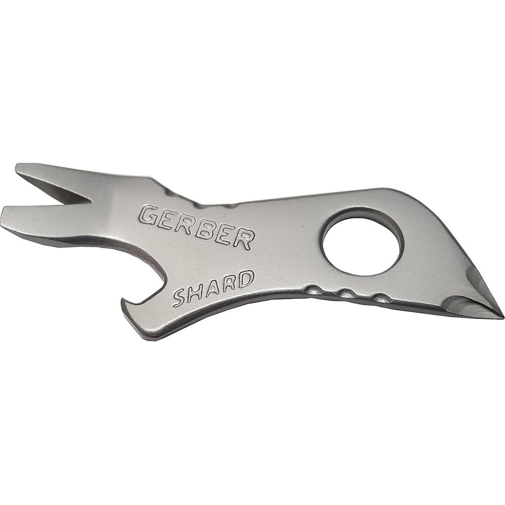 Gerber Shard 7-in-1 EDC พวงกุญแจ Multitool, ที่เปิดขวด, Pry Bar, เงิน P14T