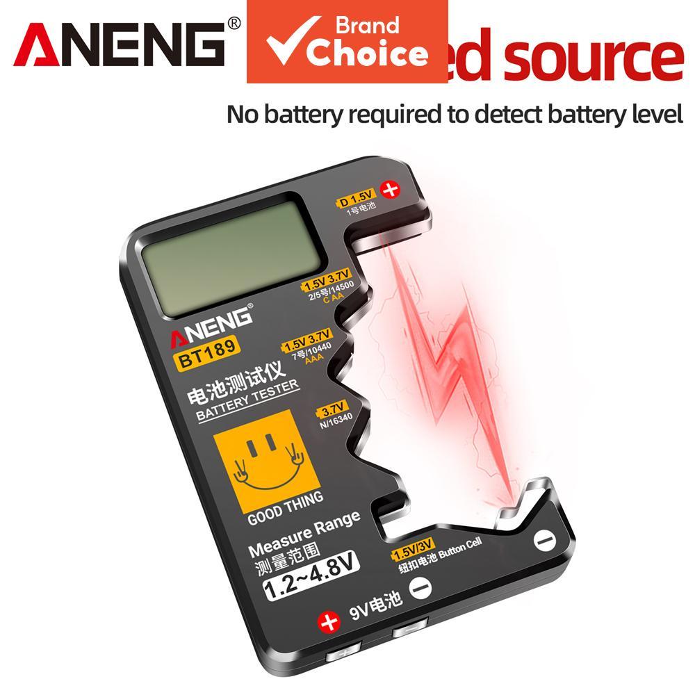 เครื่องทดสอบแรงดันไฟฟ้าแบตเตอรี่สากล ANENG ดิจิตอลหน้าจอ LCD รุ่น BT189 ตรวจวัดแรงดัน 1.2-4.8V เหมาะสําหรับถ่าน AA AAA 9V 10440 อุปกรณ์ซ่อมบ้าน