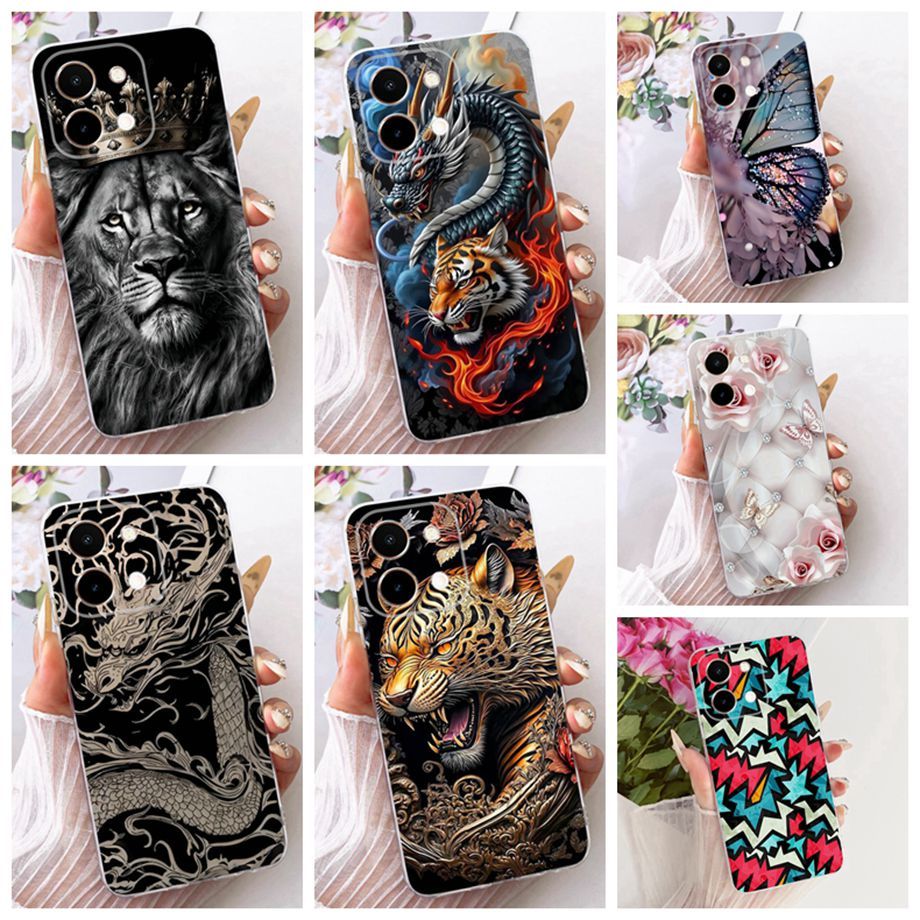 สําหรับ Vivo Y28 4G เคสโทรศัพท์ V2352 สีดําหรูหราออกแบบทาสีซิลิโคนอ่อนนุ่มปกหลังสําหรับ VivoY28 Y 28