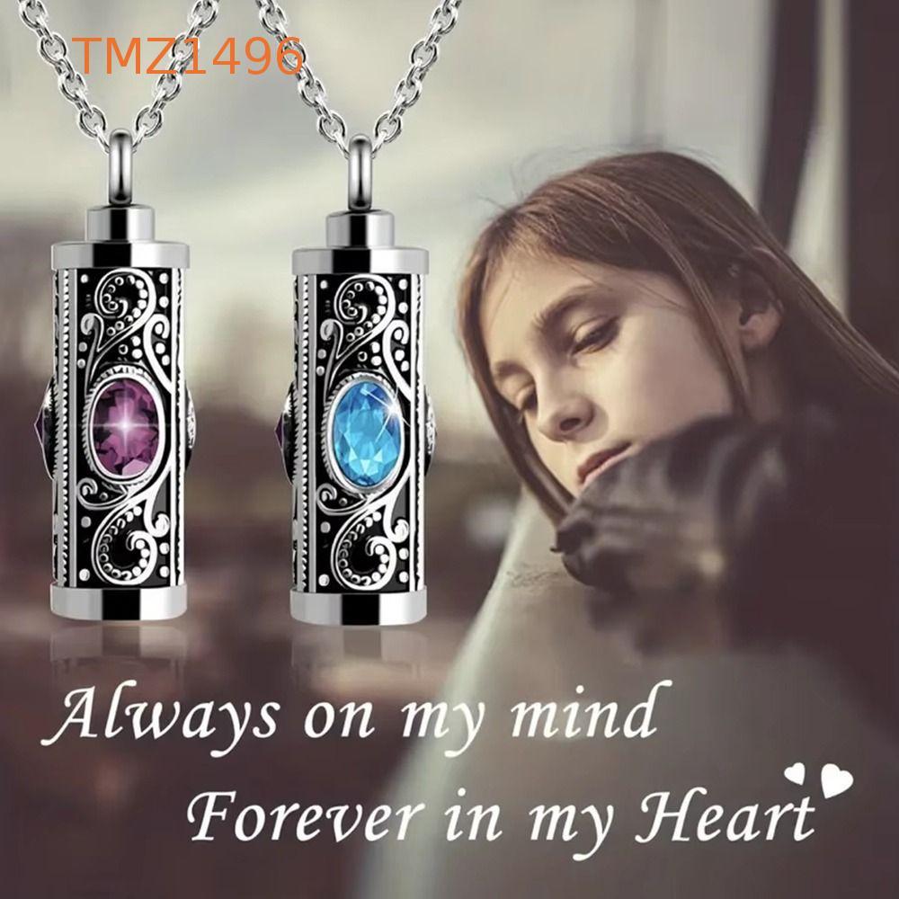 TMZ1496 สร้อยคอโกศแห่งศพ, จี้อนุสรณ์กระบอก Birthstone, จี้สร้อยคอกันน้ํา Keepsake คริสตัล Cremation 